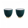 Table d’appoint Anderson moderne avec plateau en pierre frittee et revetement en tissu, vert – Lot de 2