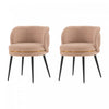 Chaise de salle a manger Kaya en bois moderne et velours coloris nude - Lot de 2
