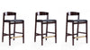 Tabouret de comptoir en bois rembourre style Klismos mi-siecle moderne noir - Lot de 3