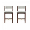 Tabouret de comptoir moderne Patricia en bois et tissu, blanc glacier - Lot de 2