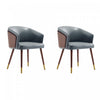 Chaise de salle a manger moderne en bois et cuir vegetalien Reeva en gris - Lot de 2