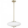 Luminaire suspendu Maddie de Dainolite en verre blanc opale, avec fini laiton vieilli et ampoule à DEL de 20 W