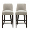 Tabouret de comptoir moderne en bois avec chenille Beever, taupe - Lot de 2