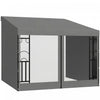 Outsunny Pergola murale 3 m x 3 m avec rideaux et moustiquaires, tonnelle exterieure