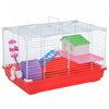 Pawhut Cage Pour Hamster 18.5\" Avec Roue D'exercice Et Plats Pour Bouteille D'eau, Maison Pour Rat Et Habitats A 2 Etages, Rouge