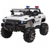 Aosom Voiture A Chevaucher 12v Rc 2 Places Camion De Police Voiture Electrique Pour Enfants Avec Lumieres Led Completes, Mp3, Telecommande Parentale (blanc)