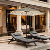 Costway Parasol de marche solaire LED de 9 pieds avec reglage d'inclinaison et manivelle, beige