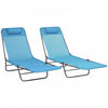 Outsunnychaise Longue Pliante 2 Pcs, Chaises De Piscine Inclinables, Bleu