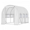 Outsunny 10' X 6.6' X 6.6' Serre De Jardin Tunnel Portes Zippees Deroulantes Fenetres Enroulables Avec Moustiquaires Blanc