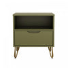 Table de nuit Rockefeller Mid-Century Modern 20\" en vert olive (1 tiroir)