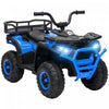 Qaba Quad, Vehicule Electrique Alimente Par Batterie 12 V Avec 4 Roues A Suspension A Ressort, Panier De Rangement, Phares Led, Musique, Pour Garcons Et Filles, Bleu
