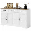 HOMCOM Buffet, meuble de bar a cafe avec tiroirs, blanc vieilli