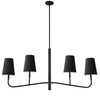Lustre horizontal Eleanor de Dainolite avec abat-jour noir et blanc, fini noir mat et 4 ampoules
