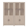 Armoire bibliotheque Jodie style mi-siecle moderne 79 cm en chene blanchi (6 etageres) – Lot de 2