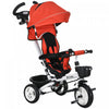 Qaba Tricycle Pour Tout-petits, Velo Poussette Avec Poignee De Poussee Parentale, Paniers De Rangement, Porte-gobelet, Garde-corps De Securite Et Ceinture De Securite, Pour 12 A 60 Mois, Rouge
