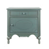 Amelia Table de Nuit Vintage de 24\" avec Tiroir Sculpte et Cabinet, Bleu