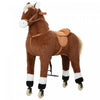 Qaba Cheval Poney Mecanique Avec Roues Grande Taille Enfants Jeunes Cheval A Bascule Jouet Pour Enfants 5-16 Ans