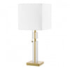 Lampe de table Fernanda de Dainolite avec abat-jour blanc, fini laiton vieilli et 1 ampoule