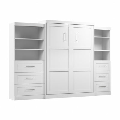 Bestar Pur Queen Murphy Bed and Two Shelving Units with Drawers 126-Inch Wall Bed|Grand lit escamotable mural Pur de Bestar de 126 po avec 2 meubles à tablettes et tiroirs