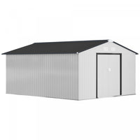 Outsunny Abri De Jardin 11' X 13' Avec Kit De Fondation En Acier, Blanc