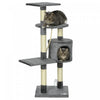 Pawhut Arbre A Chat A Gratter 44 Pouces Centre D'activites Multi-niveaux, Gris