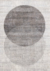 Carpette à poil court doux Solace grise et blanche à motif de cercles qui fusionnent - 5 pi 3 po x 7 pi 7 po