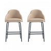 Tabouret de comptoir moderne en metal et tissu Gracie, couleur beige et noir - Lot de 2