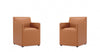 Fauteuil moderne en cuir vegetalien Anna Square couleur brun selle - Lot de 2