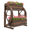 Outsunny Lit De Jardin Sureleve A 2 Niveaux, Boites De Jardinieres En Bois Avec Trous De Drainage, Pour Legumes, Fleurs, Herbes