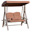 Outsunny Balancelle De Jardin Balancoire De Terrasse Pour 2 Personnes Avec Pare-soleil Reglable, Coussins Moelleux, Coussin Et Plateau Pour Patio, Bord De Piscine, Cour, Marron