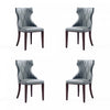 Chaise de salle a manger traditionnelle en bois Reine avec revetement en tissu gris - Lot de 4