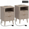 HOMCOM Lot de 2 Tables de Chevet, Tables de Nuit avec Station de Charge, Gris