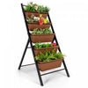 Costway 5 Niveaux Vertical Jardin Planter Boite Elevee Lit Eleve W / 5 Conteneur Marron