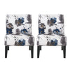 Lot De 2 Fauteuils D’appoint Oliver En Tissu aspect lin Avec Pieds En Bois D’hévéa - Bleu Et Multicolore