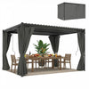 Outsunny 10 x 13 ft Pergola d'exterieur a persiennes avec toit en acier, rideaux, gris