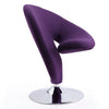Fauteuil d’appoint pivotant Curl de Manhattan Comfort en chrome poli et en mélange de laine - violet