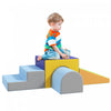 Qaba Ensemble De Jeu En Mousse Pour Tout-petits Et Enfants, 4 Pieces Faciles A Nettoyer, Doux Et Sur, Ensemble D'escalade Pour Enfants Pour Ramper Ou Glisser, Couleur Foncee