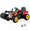 Costway Enfants Rouler Sur La Route Rouleau 12v Tracteur Electrique A Distance W / Musique & Led Lumiere Rouge