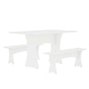 Ensemble de salle a manger Coney style milieu du siecle, 3 pieces, blanc