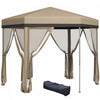 Outsunny Auvent De 12x12', Tente Gazebo Avec Filet, Sac De Transport, Kaki