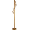Lampe à pied Glasgow de Dainolite en verre champagne, avec fini bronze rétro et 8 ampoules
