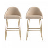 Tabouret de bar moderne en metal Gracie avec revetement en tissu, couleur beige et or - Lot de 2