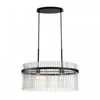 Lustre Ava A 2 lampes, Noir Avec Tiges En Verre