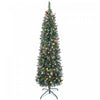 HOMCOM Sapin de Noel Fin Pre-Illumine 6pi avec Paillettes Argentees