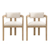 Chaise De Salle À Manger James Avec Accoudoirs, Ensemble De 2, Cadre En Bois D’hévéa - Beige