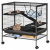 Pawhut Cage Pour Petits Animaux Avec Hamac, Cage Pour Furet A 3 Niveaux Avec Etagere De Rangement, Cage Pour Chinchilla, Cage Pour Planeur En Sucre, Fil Metallique Solide, Plateau Amovible