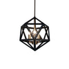 Lustre Archello de Dainolite au fini noir mat avec touches laiton antique et 3 ampoules