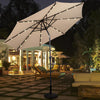 Costway Parasol Solaire de Patio 10ft LED Marche d'Exterieur en Acier Incline avec Manivelle Beige