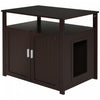 Pawhut En Bois Pour Chat En Bois Litiere Pour Animaux De Compagnie Enceinte Chaton Maison Table De Chevet Table D'appoint Armoire Cachee Avec Separateur Amovible/reglable Portes Magnetiques Marron