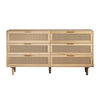 Meuble de rangement moderne Mila a 6 tiroirs en rotin avec structure en bois manufacture - couleur naturelle